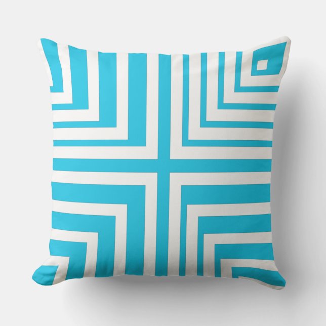 Motif Corné Blanc Et Turquoise - Oreiller (Recto)