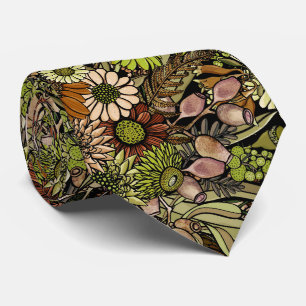 Motif Cravate Fleur sauvage vert