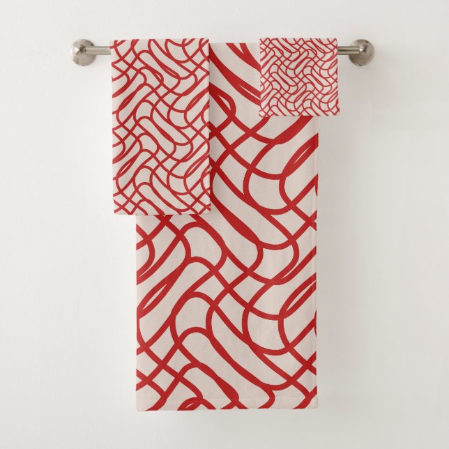 Motif Crème Et Ligne Abstraite Rouge (En situation)