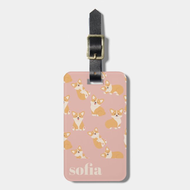Motif Cute Corgi étiquette bagage pour amoureux de (Devant Vertical)
