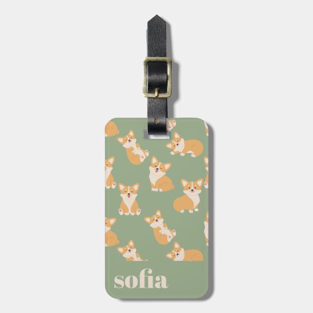 Motif Cute Corgi étiquette bagage pour amoureux de (Devant Vertical)