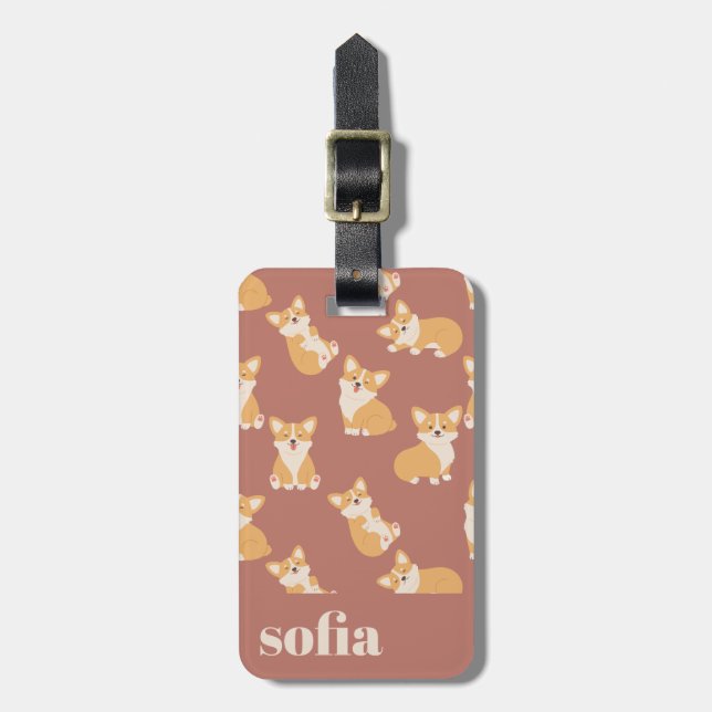 Motif Cute Corgi étiquette bagage pour amoureux de (Devant Vertical)