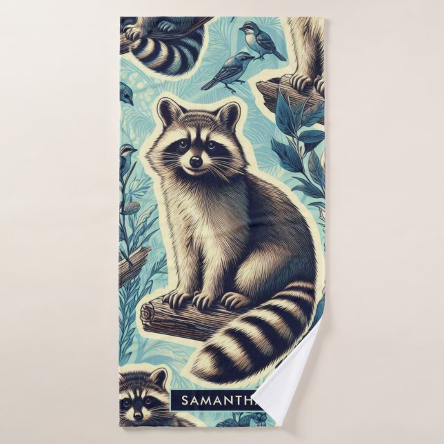 Motif Cute Racoon (Serviette de bain)