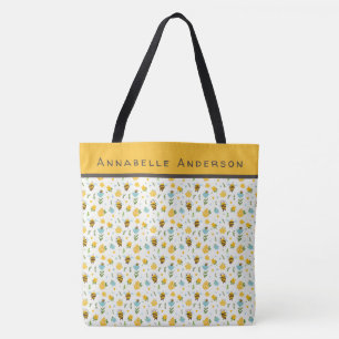 Motif d'abeilles et de fleurs Personnaliser le Sac