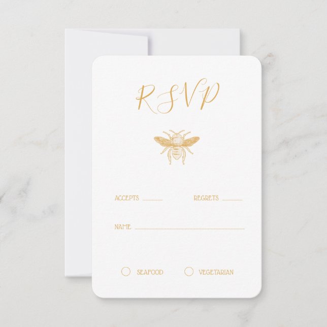 Motif d'abeilles et de peigne d'or RSVP (Devant)