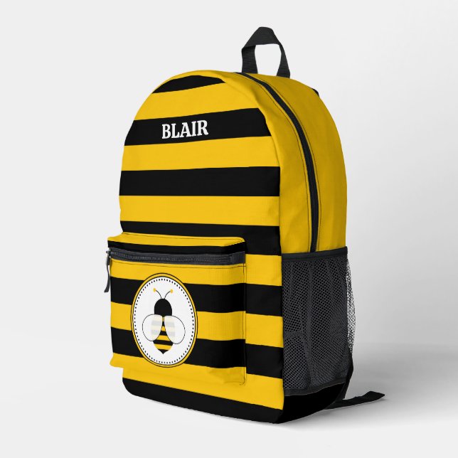 Motif d'abeilles personnalisé - sac à dos cousu (Coin arrière droit)