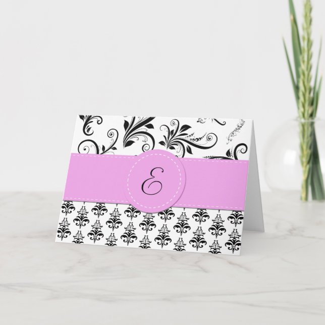 Motif Damas, Damas noir et blanc, Monogramme (Devant)