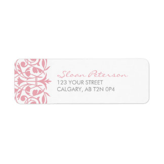 Motif Damas Étiquette de adresse rose