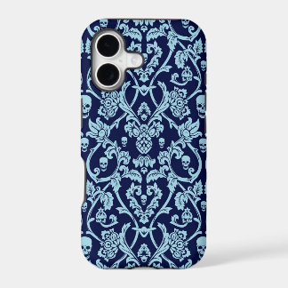 Motif damassé crâne bleu