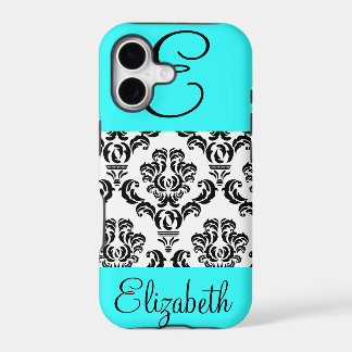 Motif damassé féminin avec monogramme et nom
