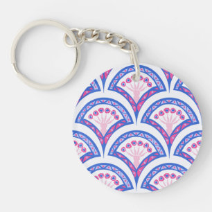 motif damassé floral bleu