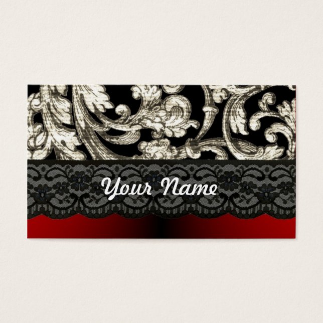 Motif damassé floral noir et rouge (Devant)