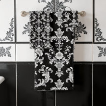 Motif damassé noir et blanc victorien