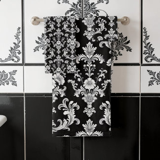 Motif damassé noir et blanc victorien