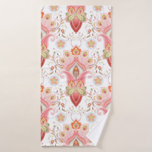 Motif damassé oriental floral avec paisley et pe