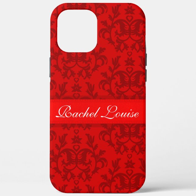 Motif damassé rouge coque iphone personnalisé (Verso)
