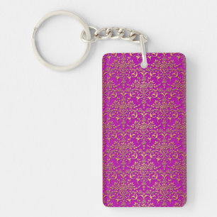 Motif damassé violet et or élégant