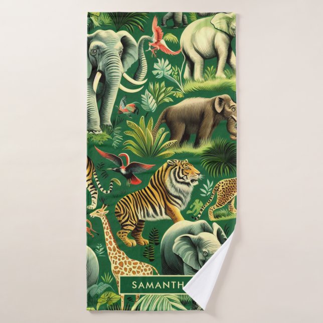 Motif d'animaux de la jungle vintage (Serviette de bain)