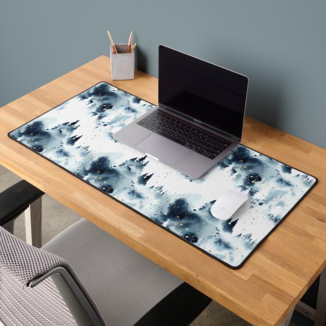 Motif d'aquarelle de la forêt bleue de minuit (Bureau 2)