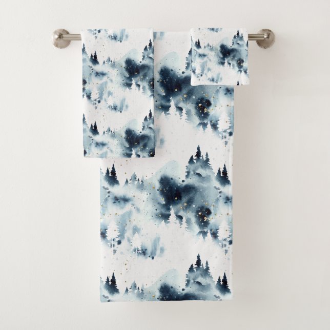 Motif d'aquarelle de la forêt bleue de minuit (En situation)