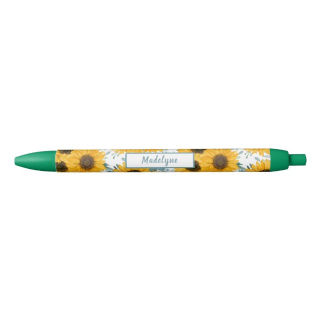 Motif d'aquarelle de tournesol Stylo personnalisé (Devant)