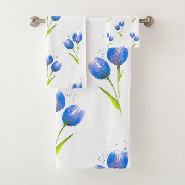Motif d'aquarelle des Tulipes bleues (En situation)