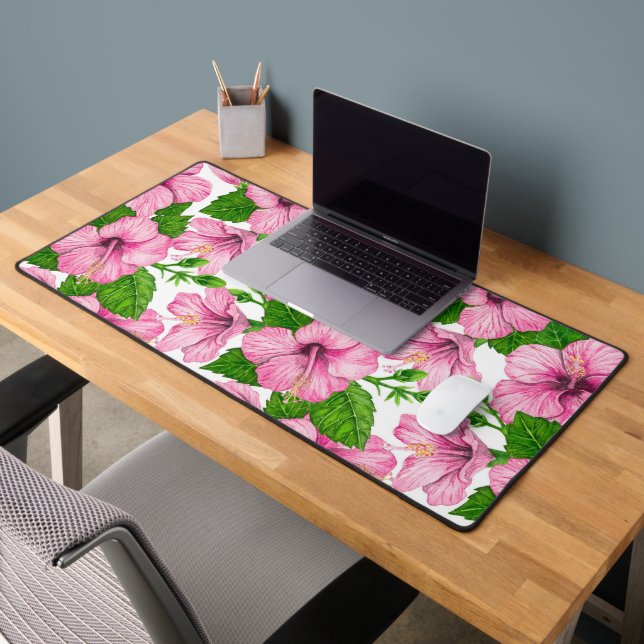 Motif d'aquarelle d'hibiscus rose (Bureau 2)