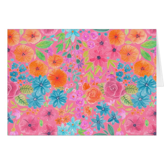Motif d'aquarelle florale en rose (Devant horizontal)