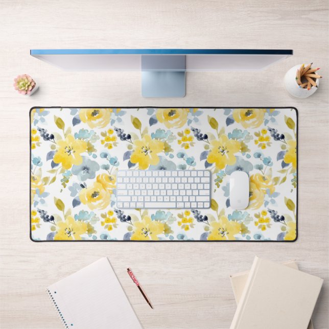 Motif d'aquarelle jaune et bleu (Bureau 1)