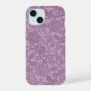 Motif d'art floral en faux cuir rose rétro chic