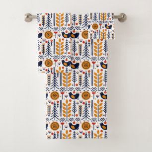Motif d'art populaire d'oiseau d'automne