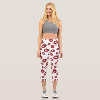 Motif de baisers à lèvres rouges Capri Leggings ha