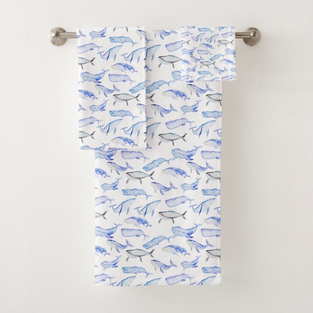 Motif de baleine bleue d'aquarelle (En situation)