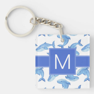 Motif de baleine bleue d'aquarelle