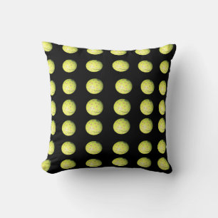 Motif de balle de golf Jaune Noir, Coussin Jaune.