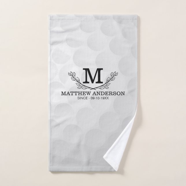 Motif de balle de golf personnalisé Nom Monogramme (Serviette à main)