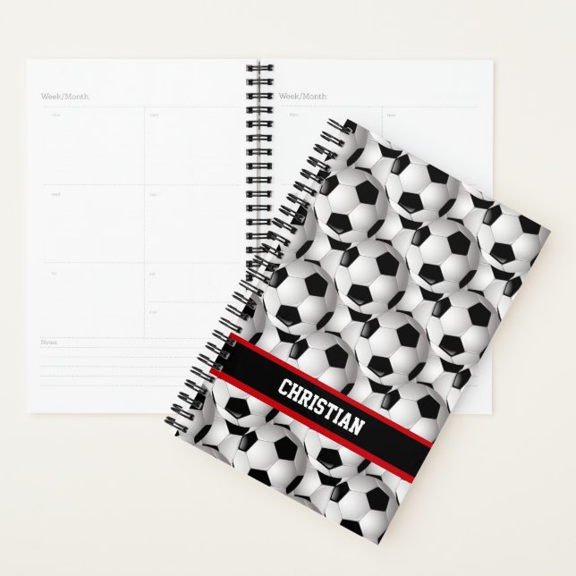 Motif de balle de soccer personnalisé noir rouge b (Devant avec enveloppe)