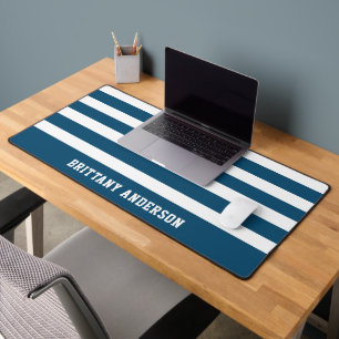 Motif de bandes bleu et blanc Personnalisé