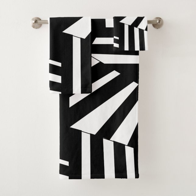 Motif de bandes diagonales en noir et blanc (En situation)