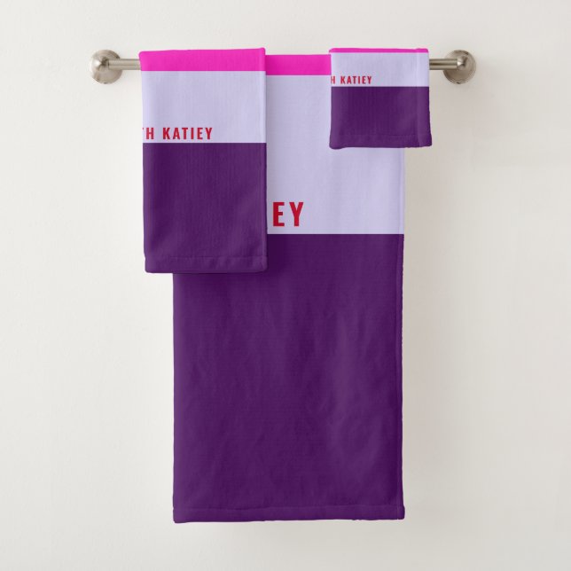 Motif de bandes rouge, rose et violet (En situation)