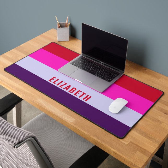 Motif de bandes rouge, rose et violet (Bureau 2)