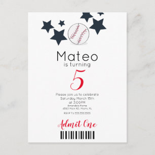 Motif de baseball moderne Invitations de fête de s