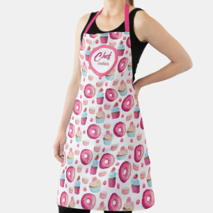 Motif de beignets rose amusant, tablier personnali