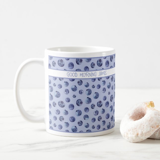Motif de bleuets sur la tasse bleue personnalisée (Avec donut)