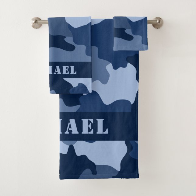 Motif de camouflage bleu Monogramme initial (En situation)