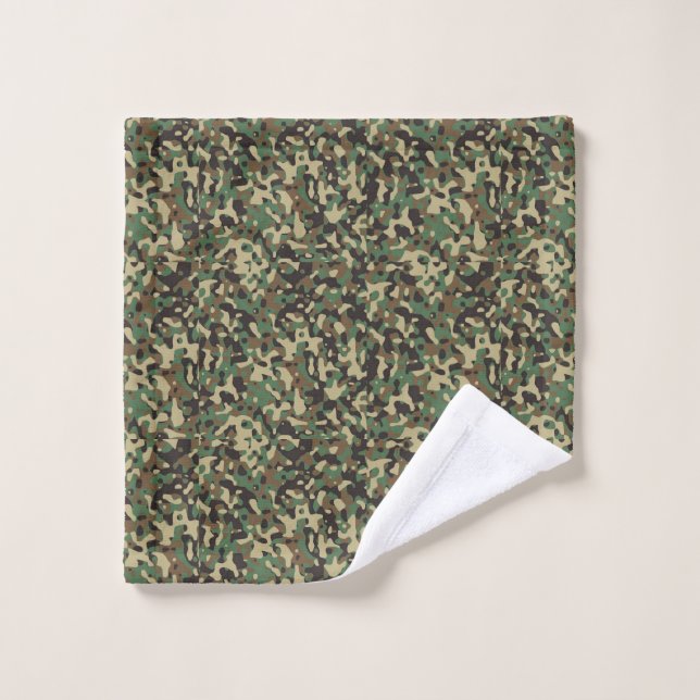 Motif de camouflage vert, noir et marron (Gant de toilette)