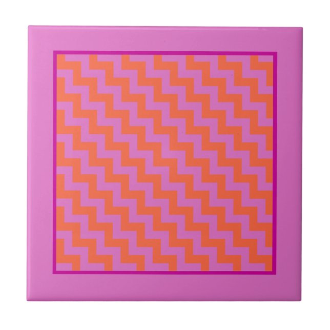 Motif de carreau de céramique, magenta et orange (Devant)
