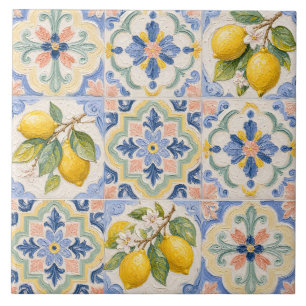 Motif de carreau de majolique de citrus méditerran