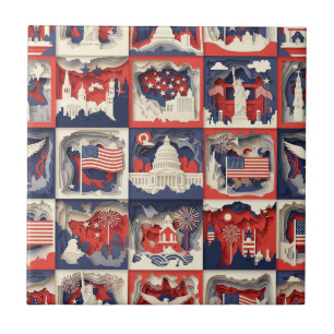 Motif de carreau en papier découpé patriotique str