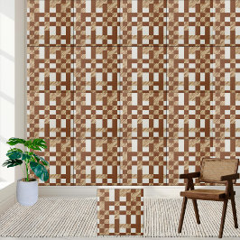Motif de carreaux À damiers blanc et Brown géométr